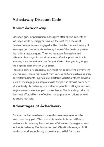 Achedaway Discount Code