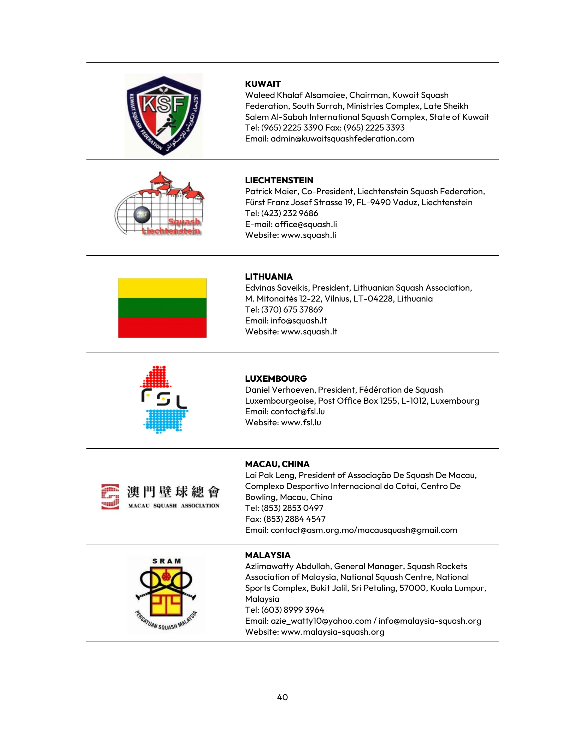 WSF DIRECTORY - June 2025 - World Squash - Page 40 | Flip PDF Online ...