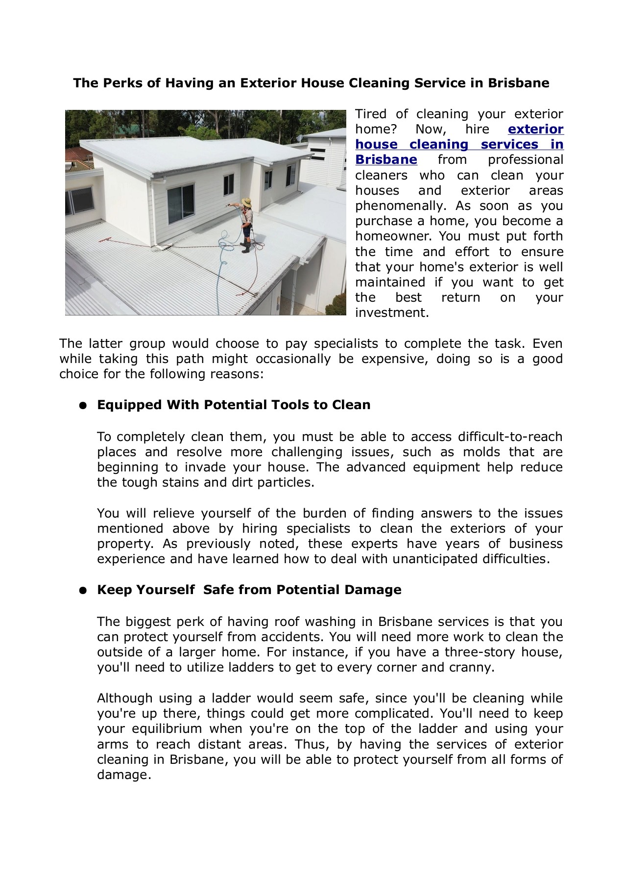 The Perks of Having an Exterior House Cleaning Service in Brisbane