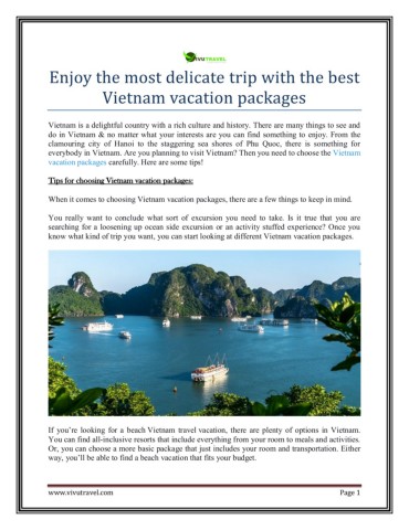 Enjoy the most delicate trip with the best Vietnam vacation packages