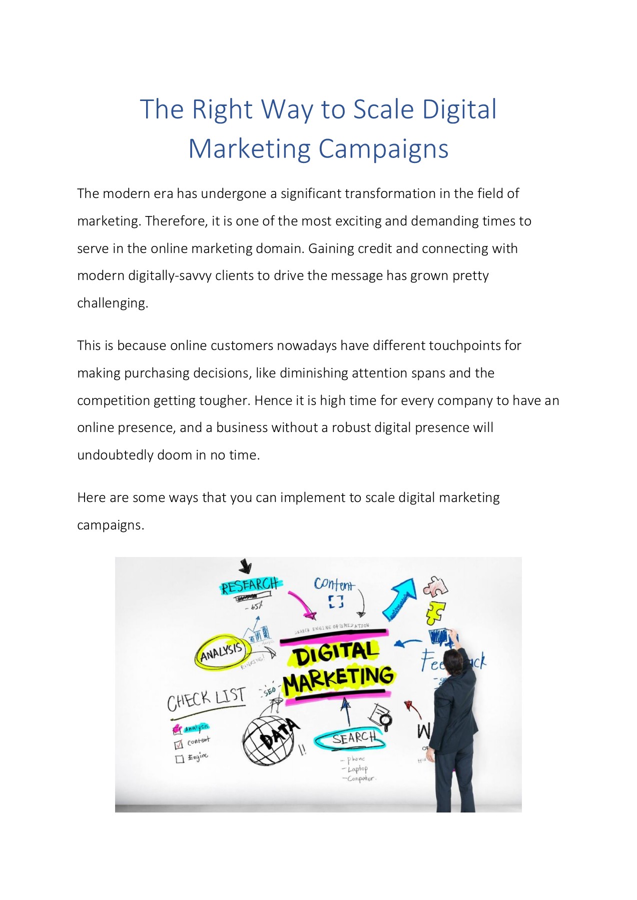 The Right Way to Scale Digital Marketing Campaigns Page