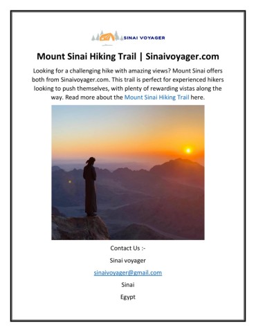 Mount Sinai Hiking Trail Sinaivoyager.com