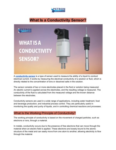 Conductivity Sensor Work What Is a Conductivity Sensor