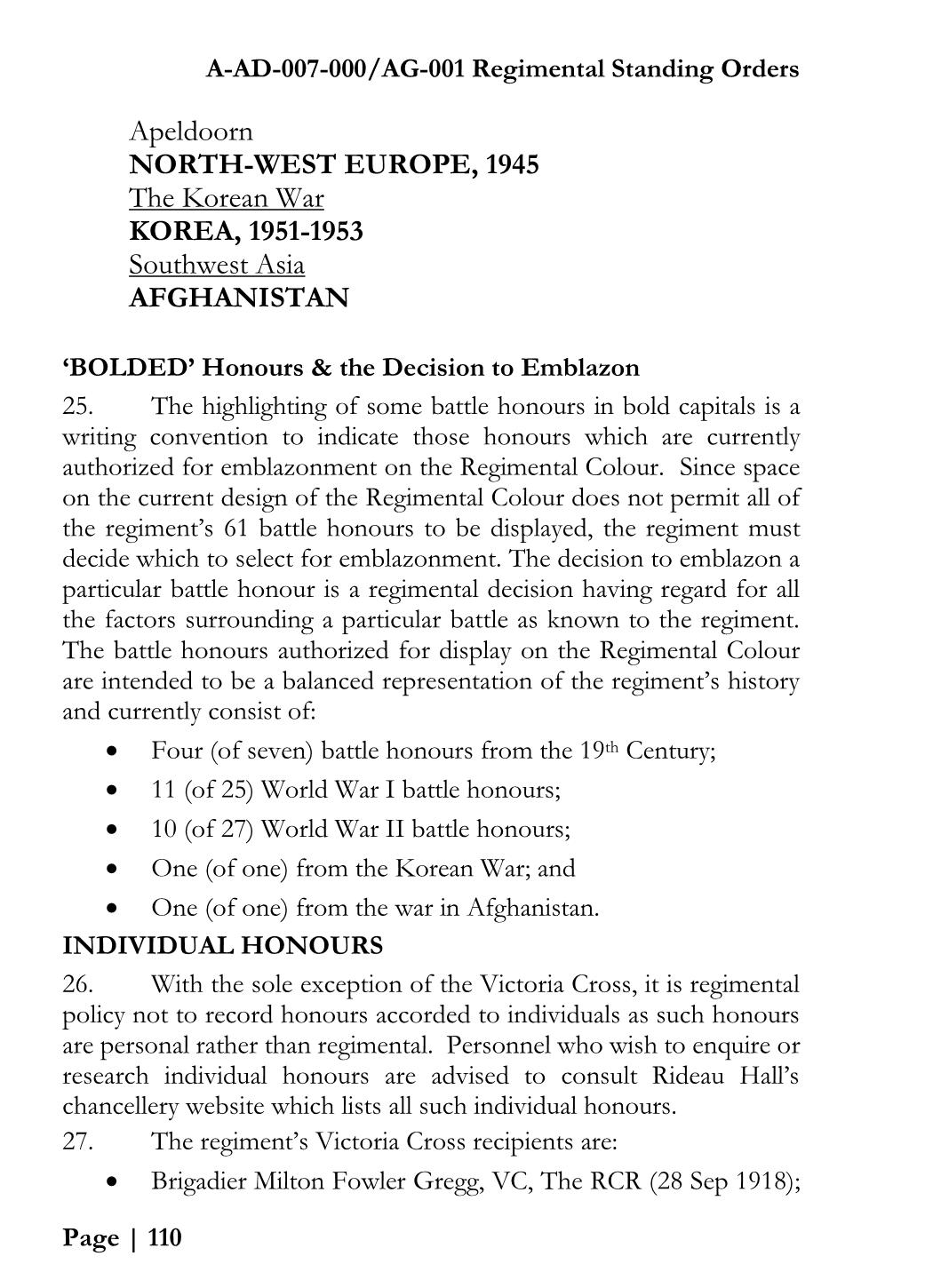 2017_RegimentalStanding_Orders Alexander (Sandy) McQuarrie Page