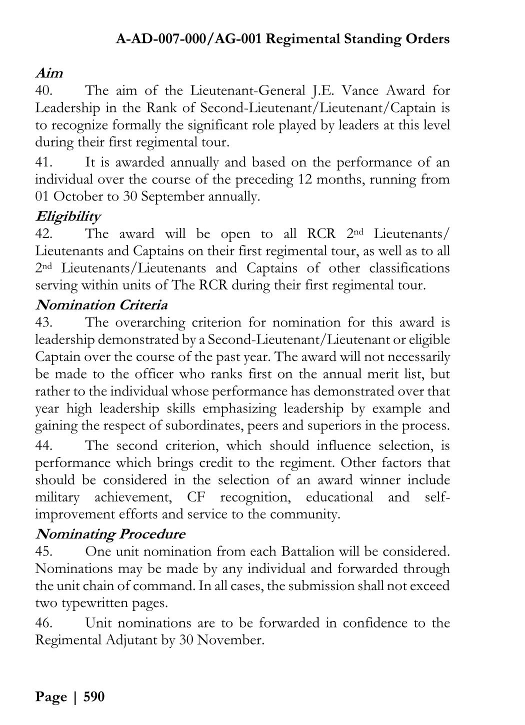 2017_RegimentalStanding_Orders Alexander (Sandy) McQuarrie Page