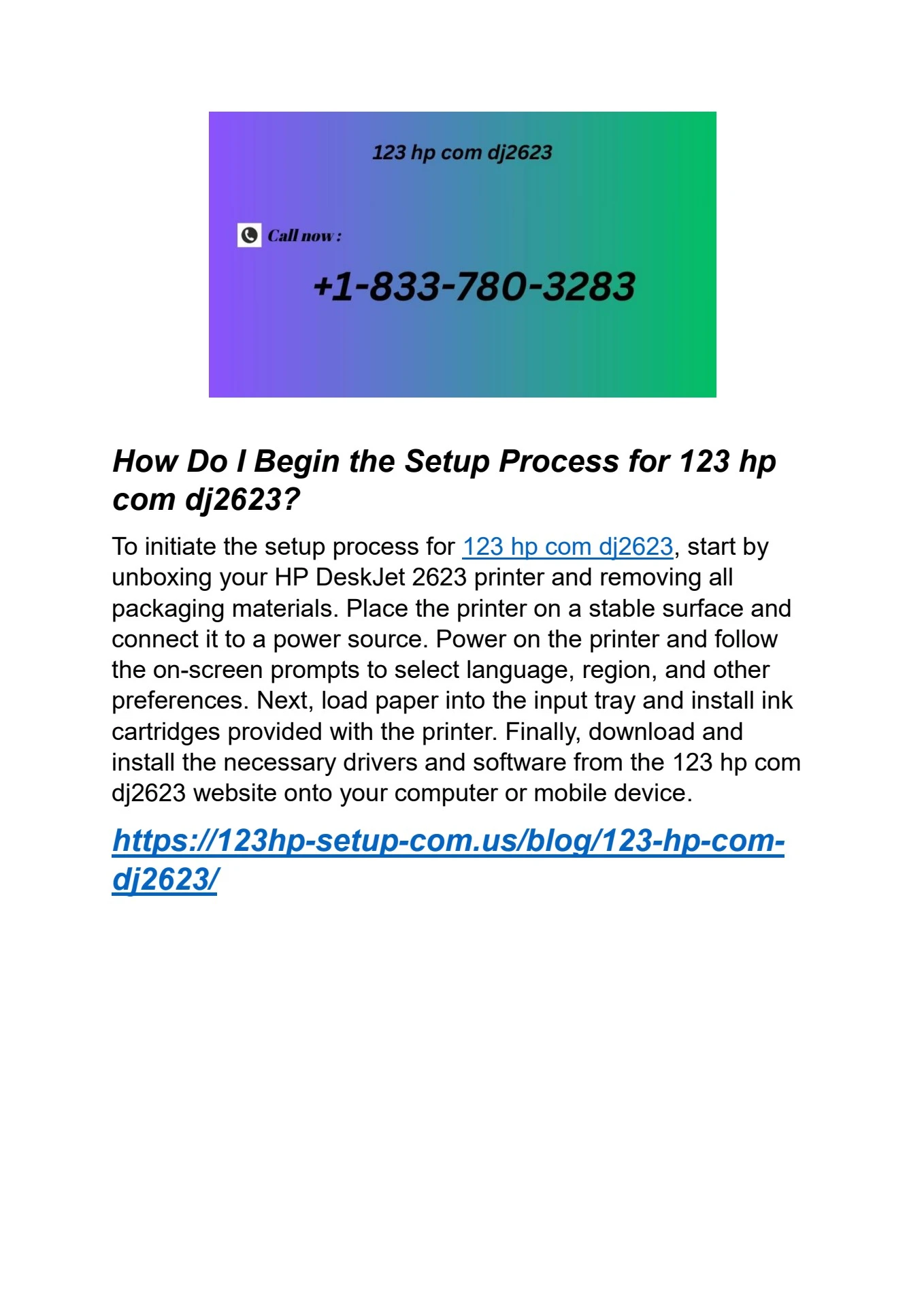 How Do I Begin the Setup Process for 123 hp com dj2623 - Anna Stewart ...
