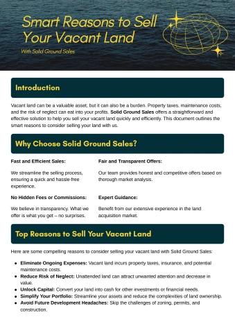 Smart Reasons to Sell Your Vacant Land with Solid 