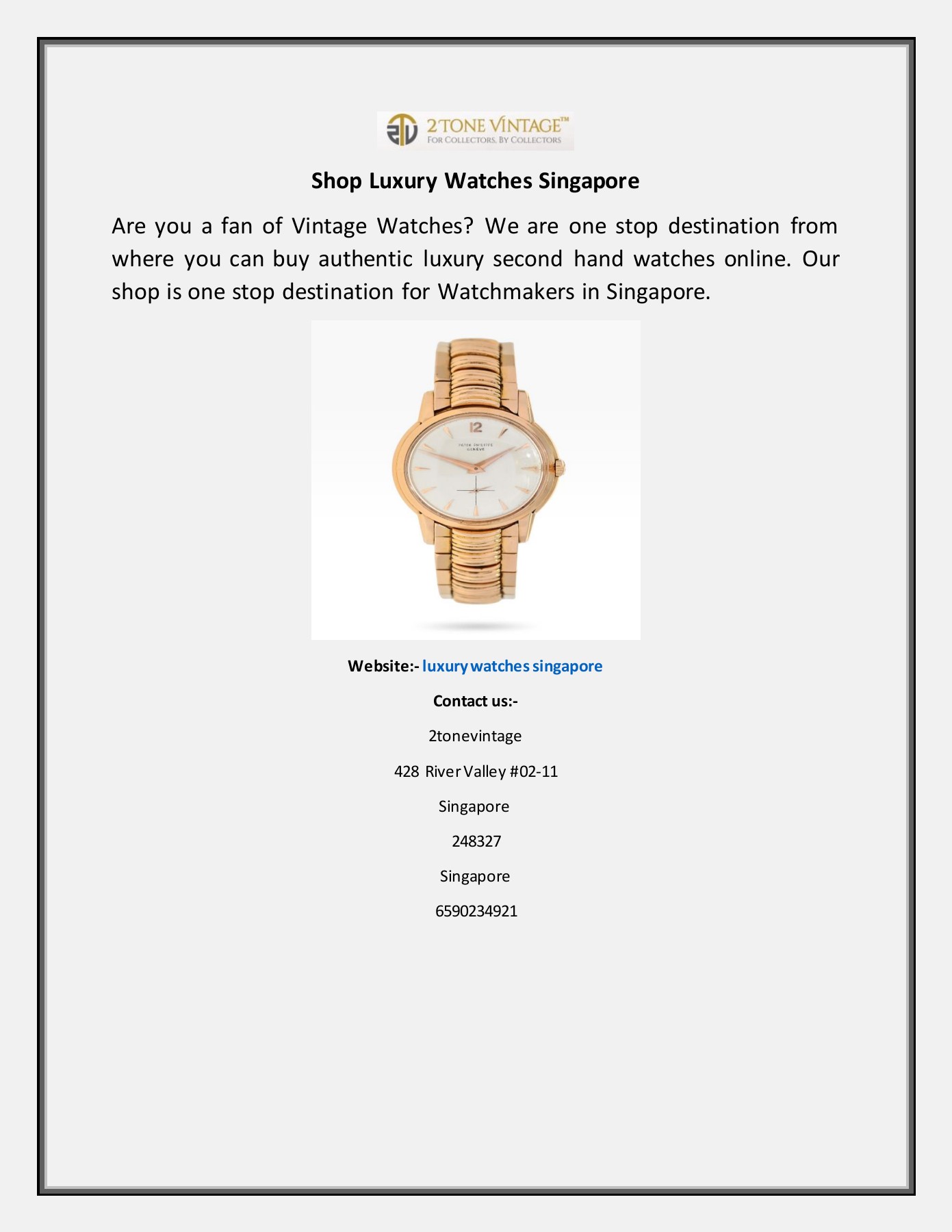 Shop Luxury Watches Singapore Carlos Marshall Page 1 1 Flip PDF