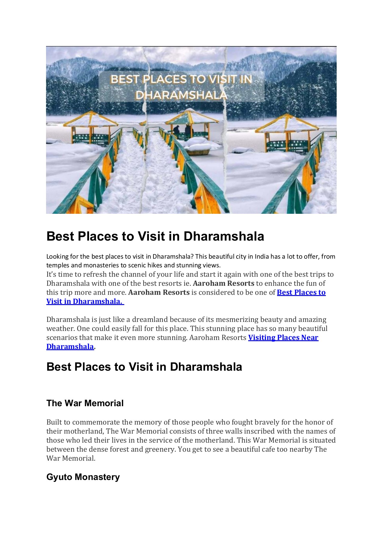 Best Places to Visit in Dharamshala Aaroham Resorts Page 1 3