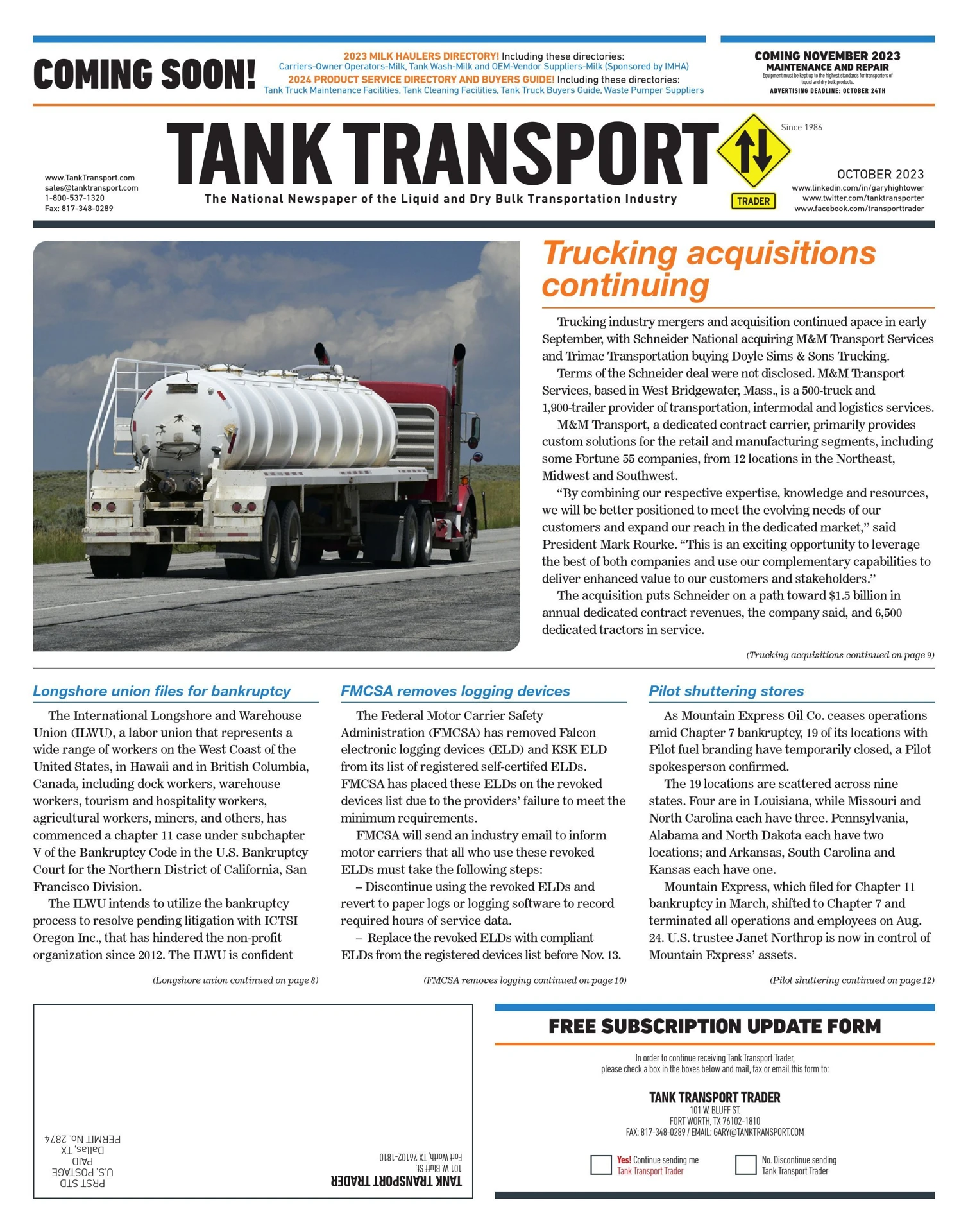 Tank Traders Tank Transport Trader October 2023