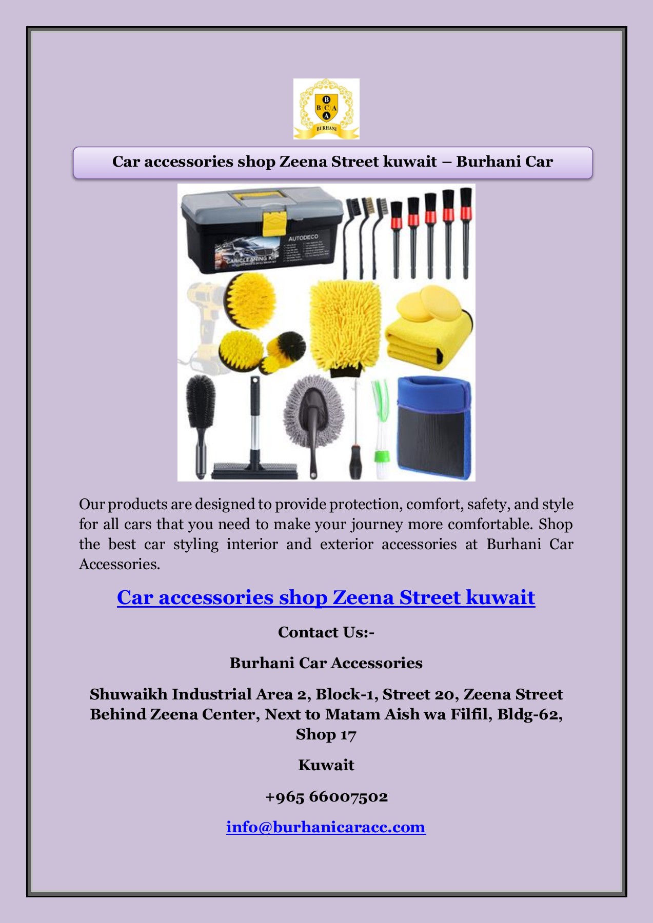 Car accessories shop Zeena Street kuwait Burhani Car Accessories Your Master Page 1 1