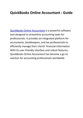 QuickBooks Online Accountant