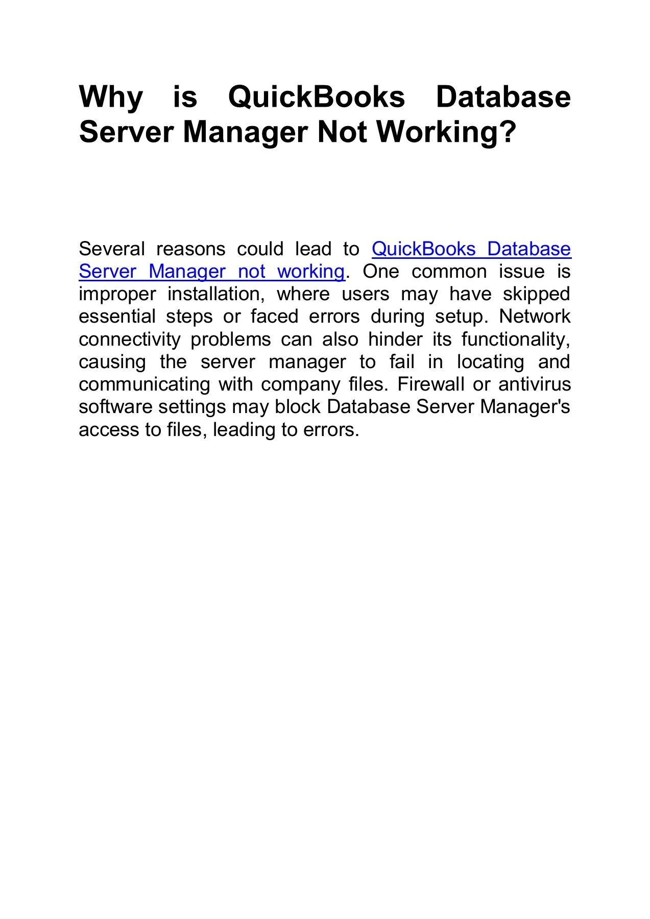 Why is QuickBooks Database Server Manager Not Working - angken07274 ...