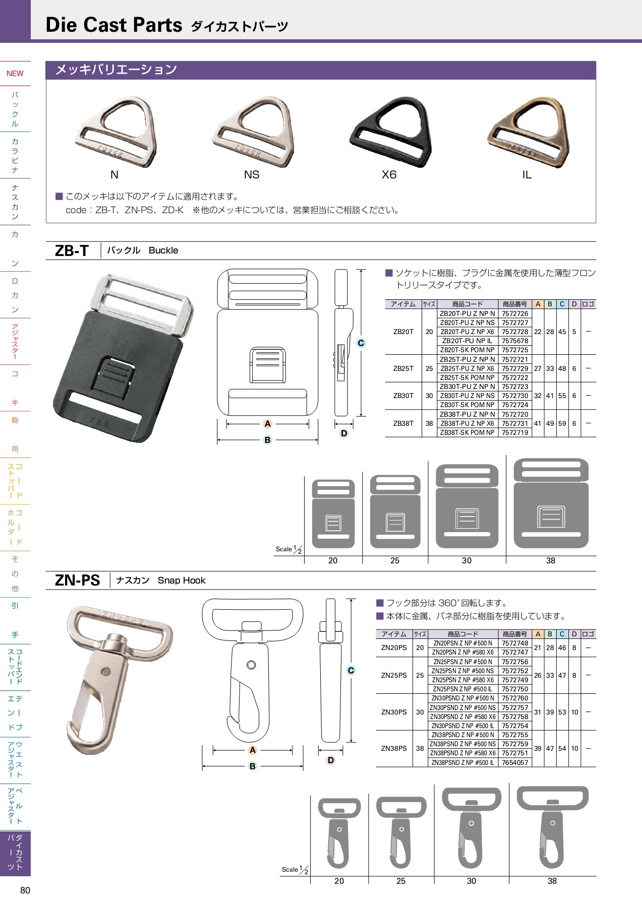 YKK Plastic Parts Catalogue JPN 202005 Page 82 Flip