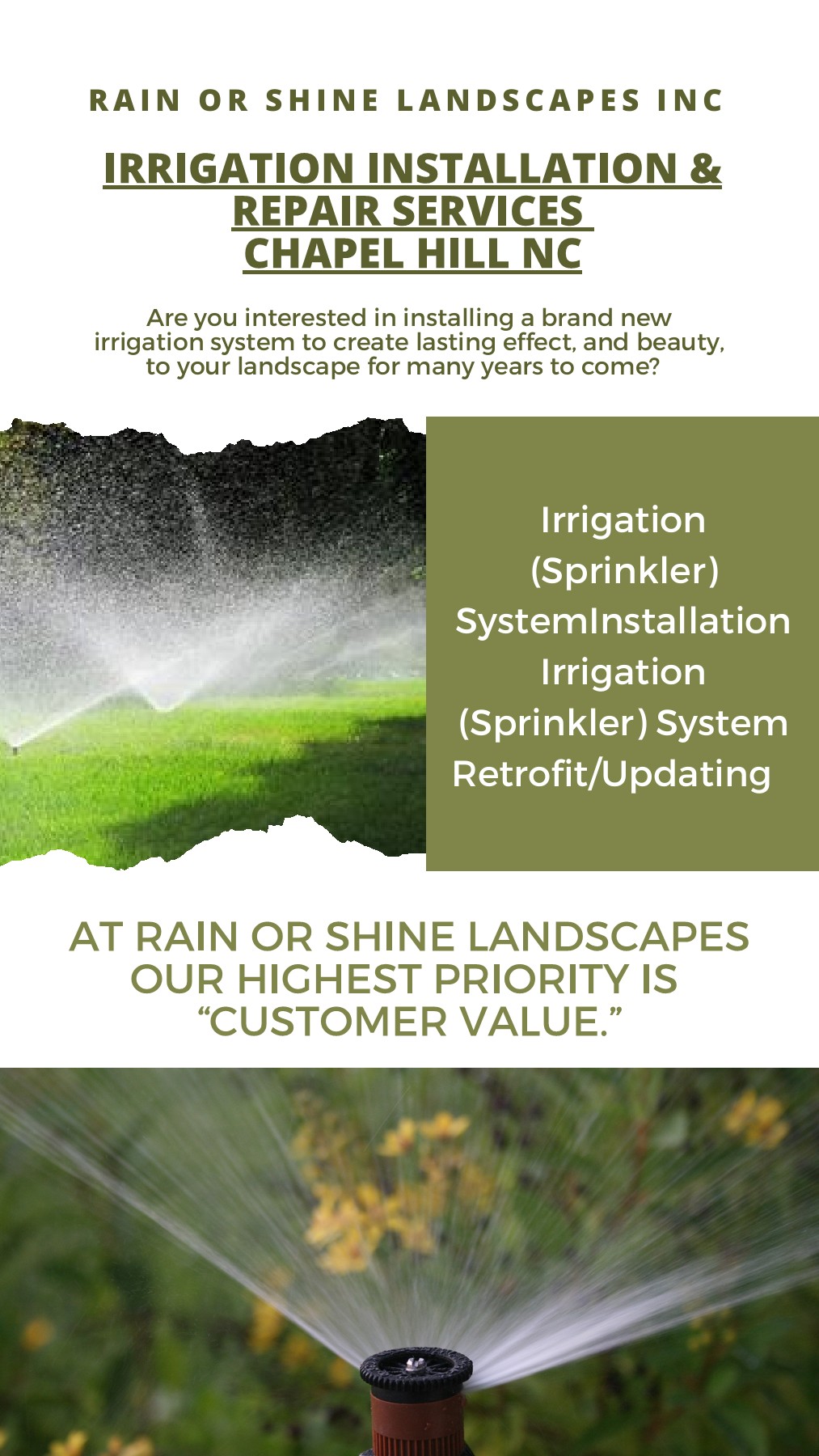 Irrigation Installation & Repair Services Chapel Hill NC Rainorshine