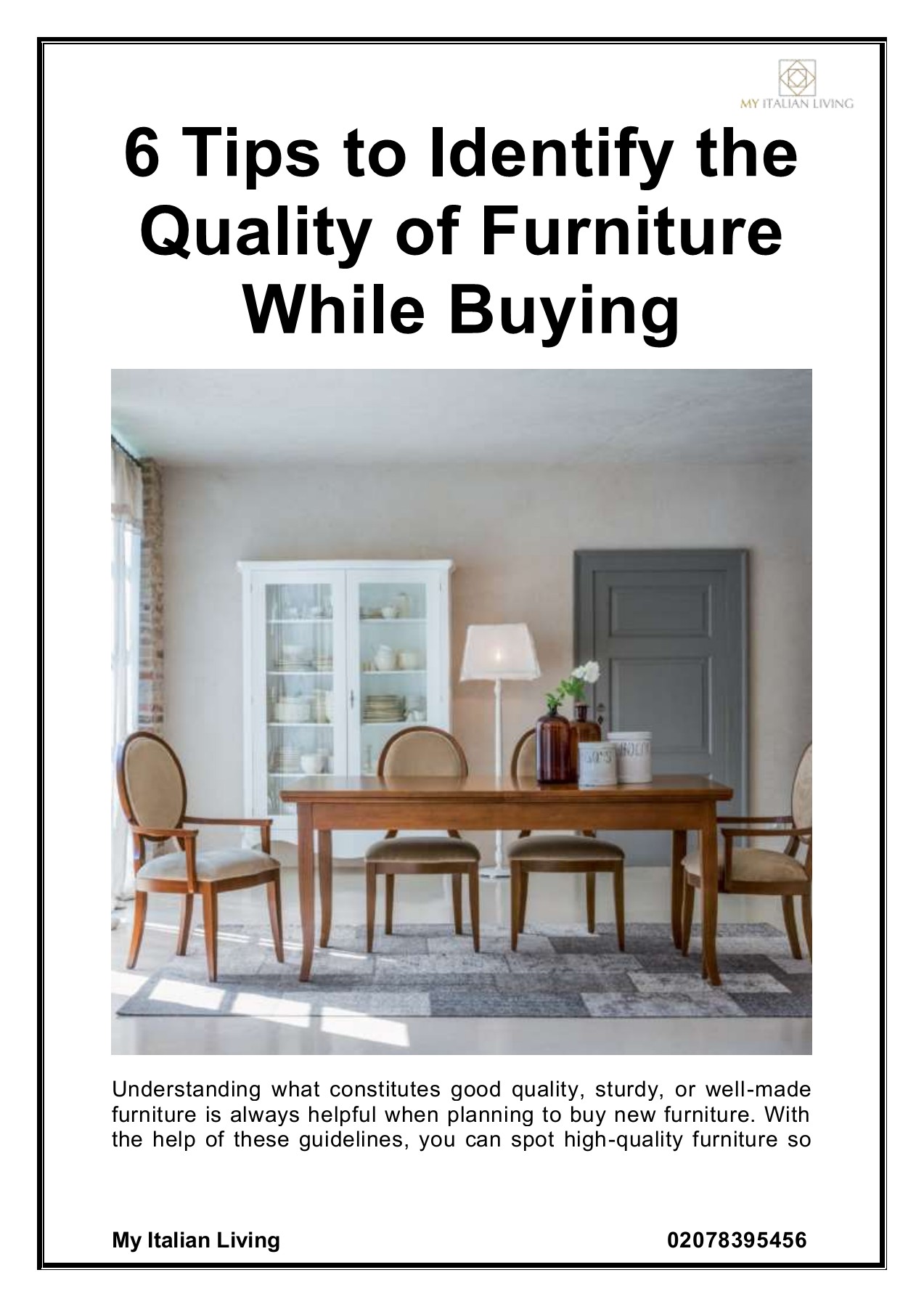 6 Tips to Identify the Quality of Furniture While Buying My Italian