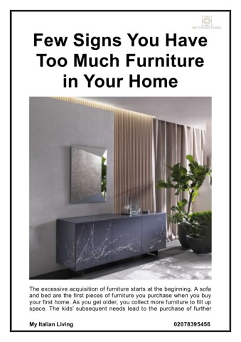 Few Signs You Have Too Much Furniture in Your Home