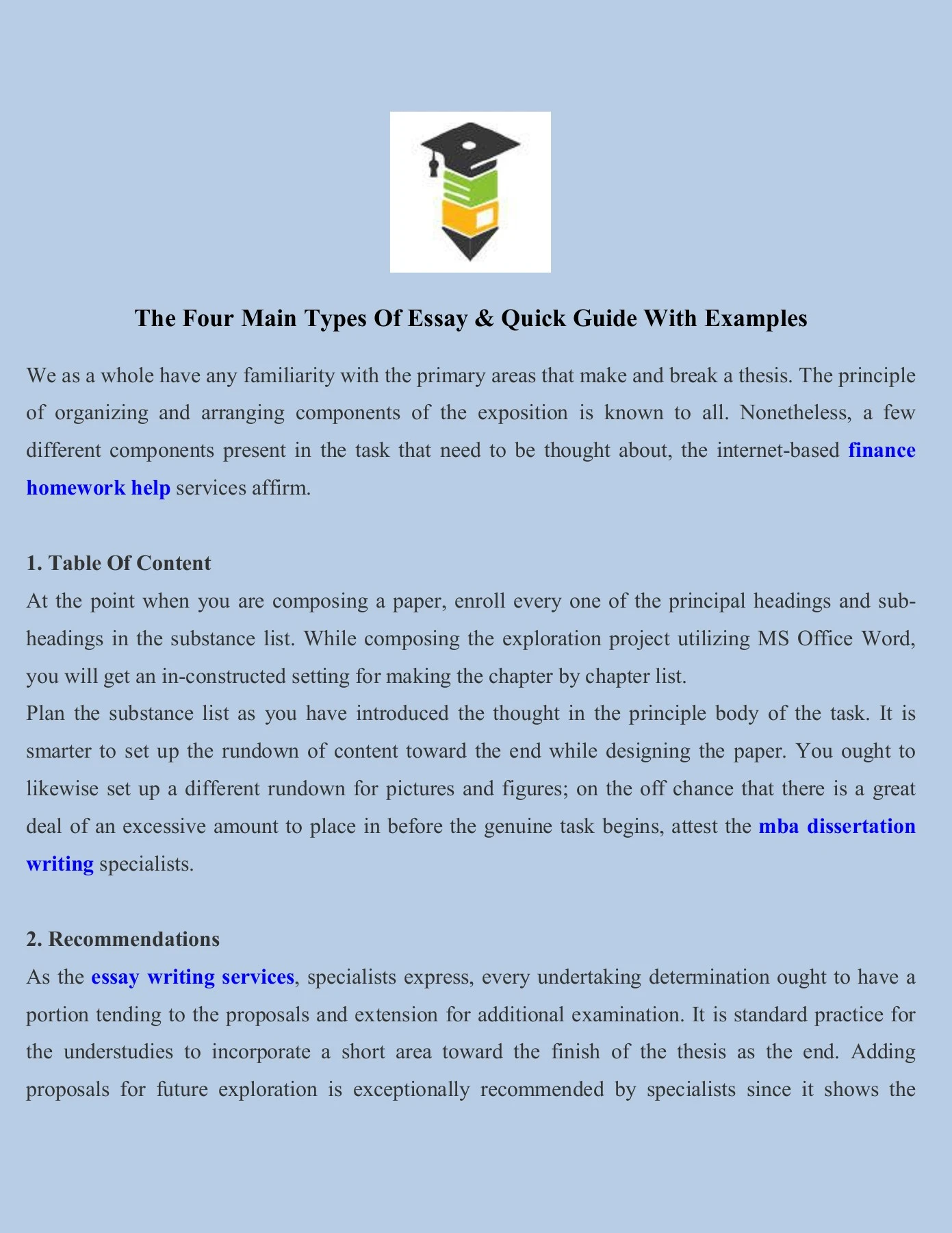 The Four Main Types Of Essay & Quick Guide With Examples - David Walker ...