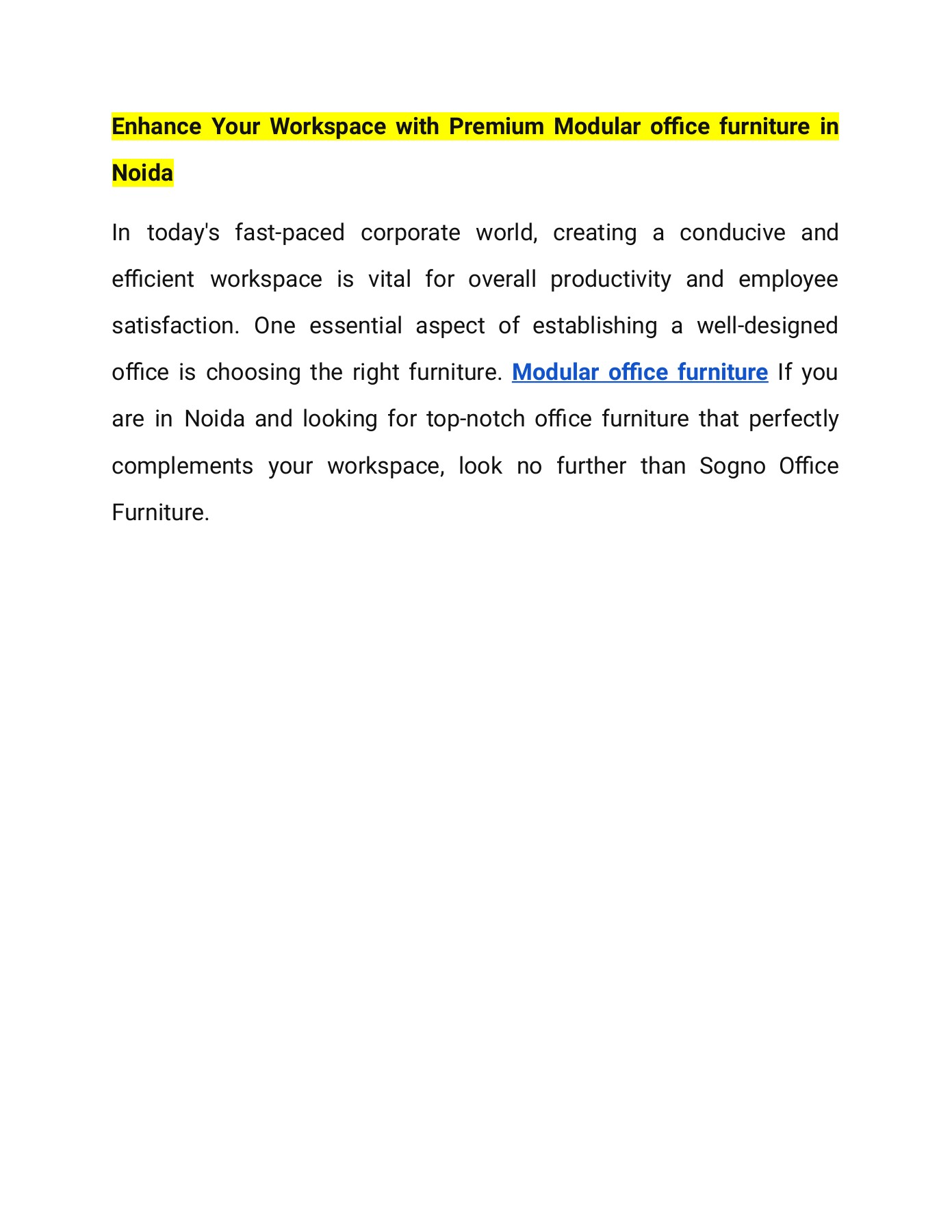 Enhance Your Workspace with Premium Modular office furniture in Noida