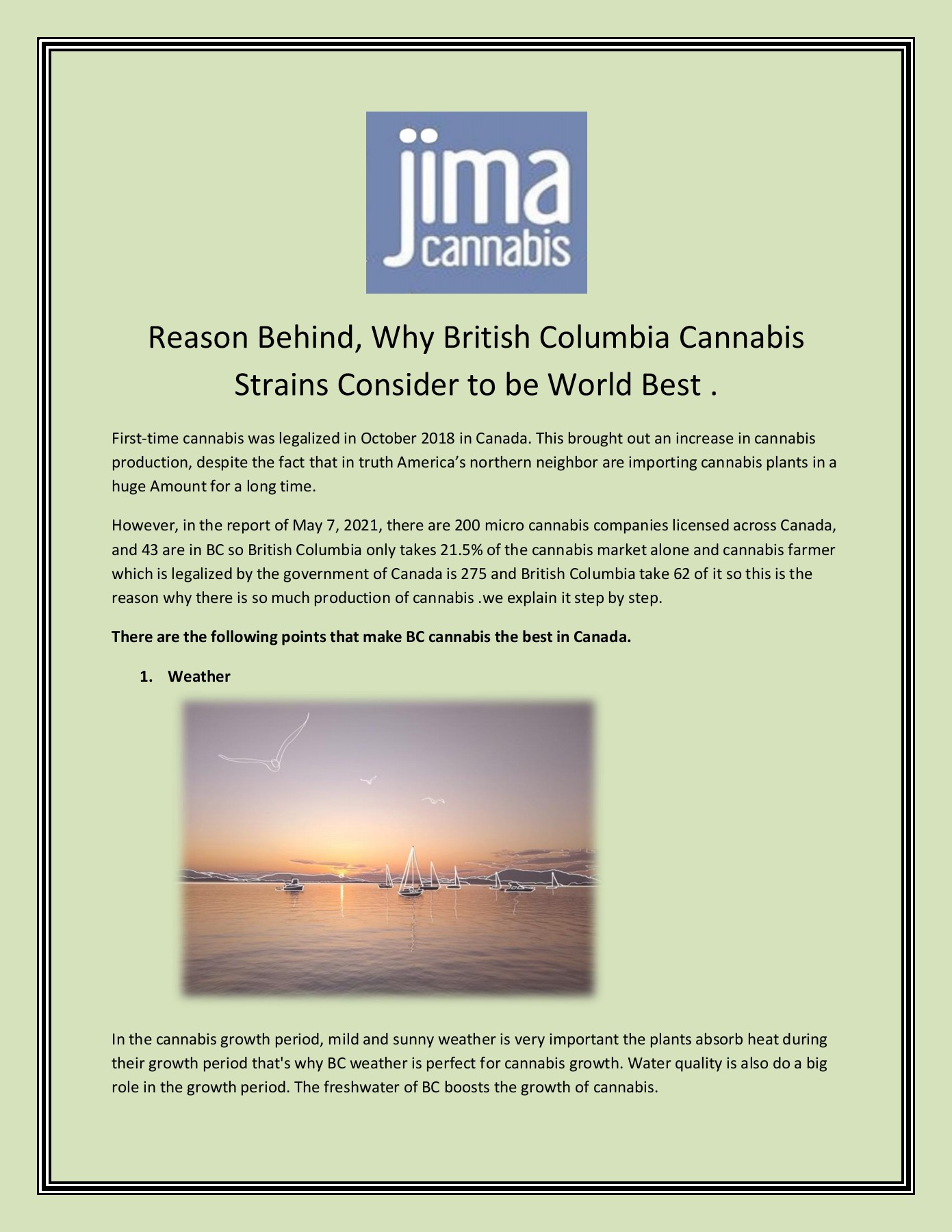Why British Columbia Cannabis Strains is world Best Jima Cannabis