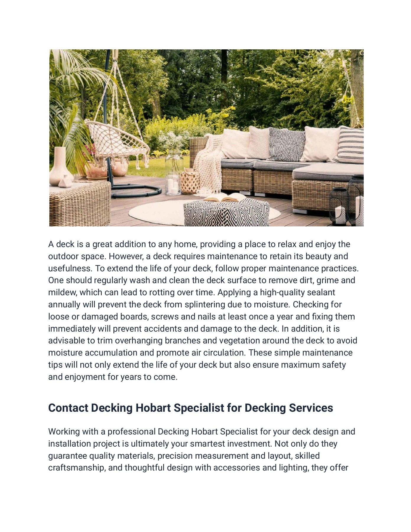 Get Professional Deck Design and Installation Services - Decking Hobart ...