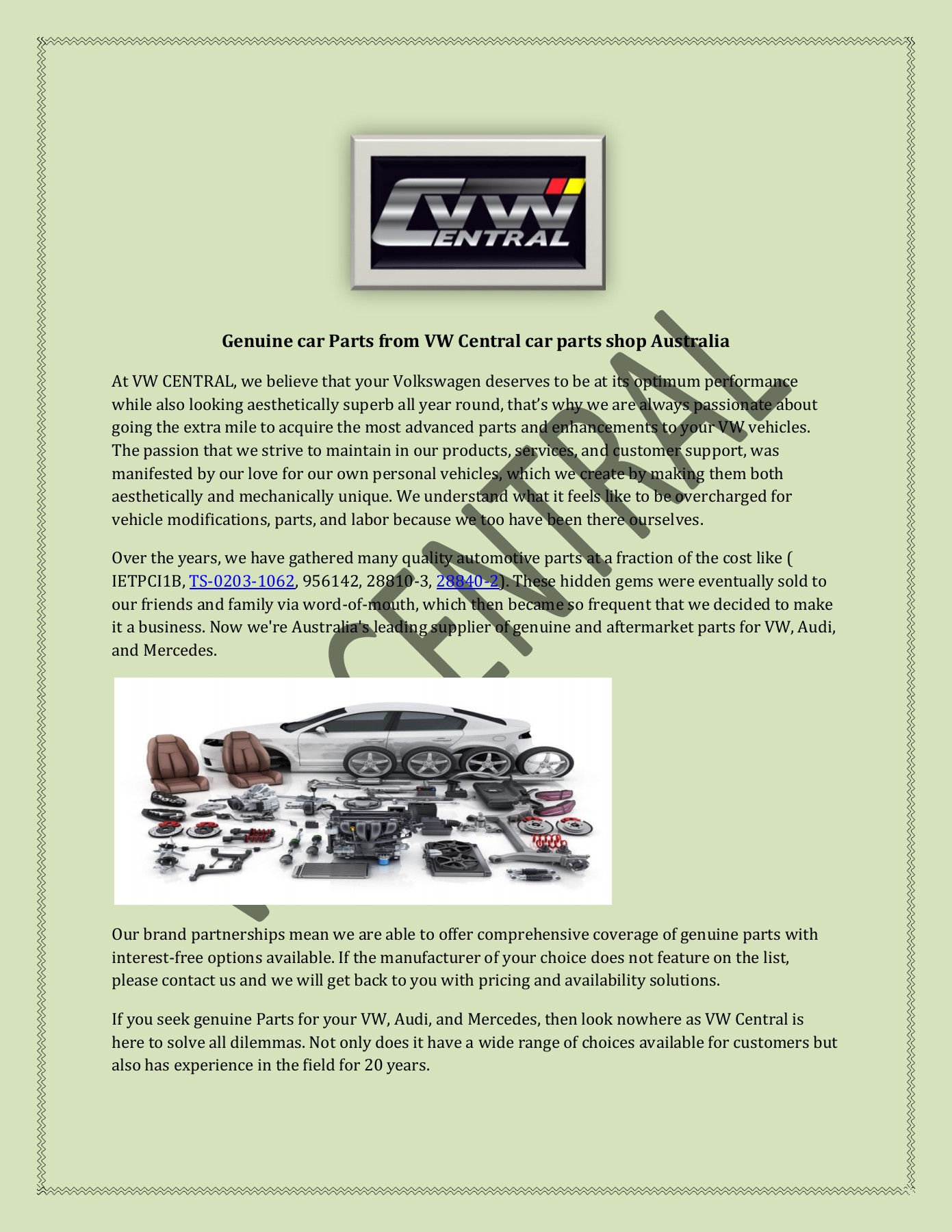 VW Central car parts shop Australia VW Central Australia Page 1 2