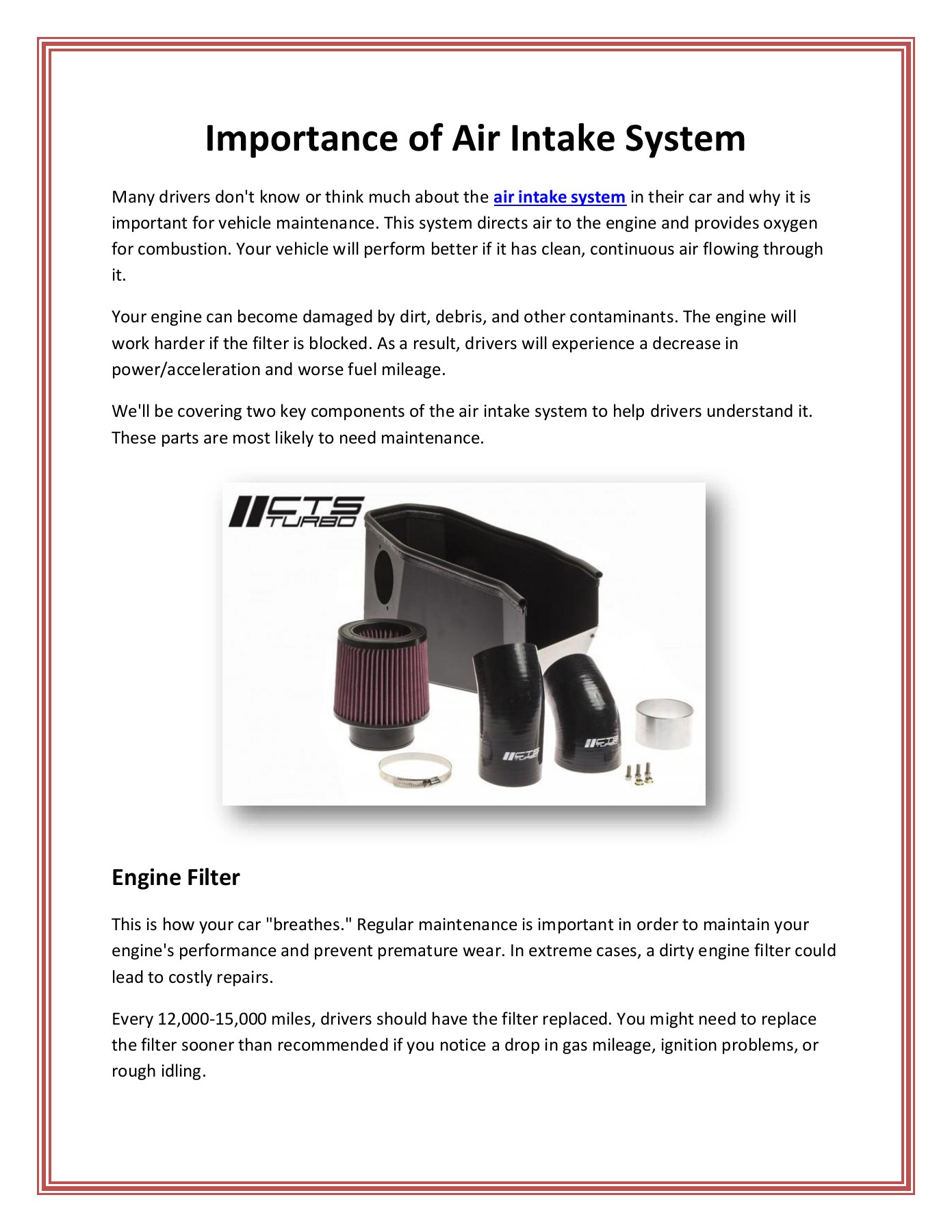 Importance of Air Intake System VW Central Australia Page 1 2