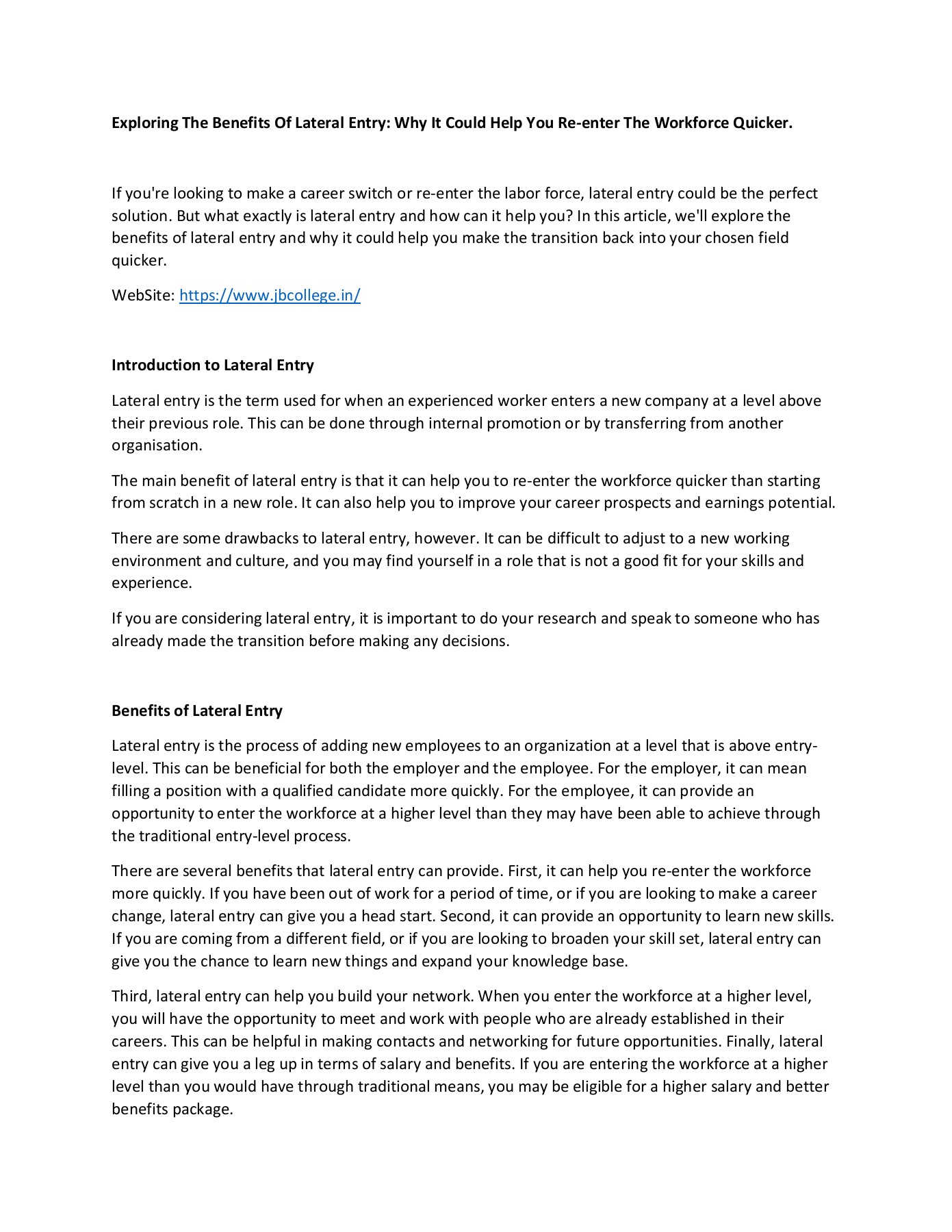 Exploring The Benefits Of Lateral Entry namritabais16 Page 1 2