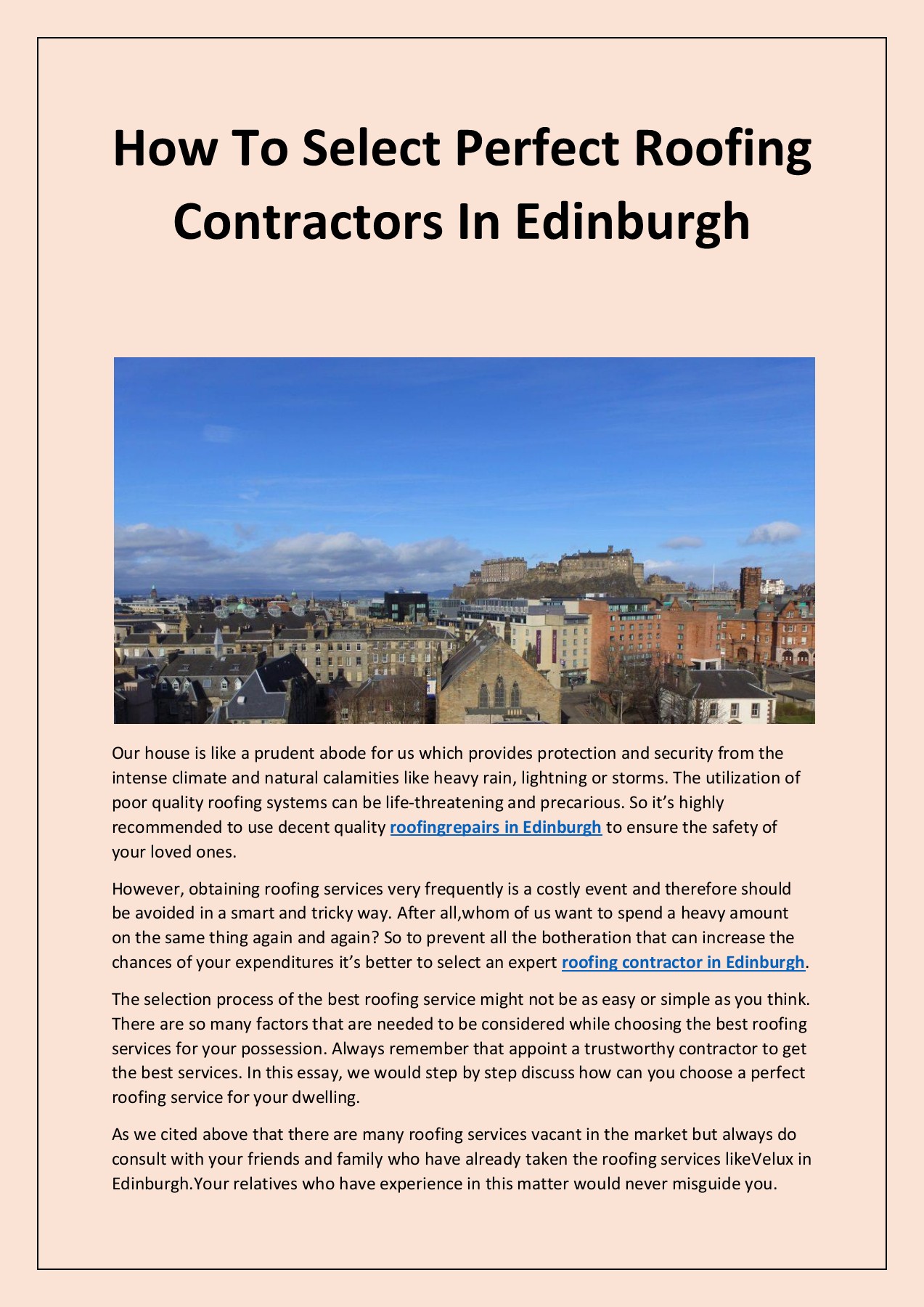 How To Select Perfect Roofing Contractors In Edinburgh MGF Roofing