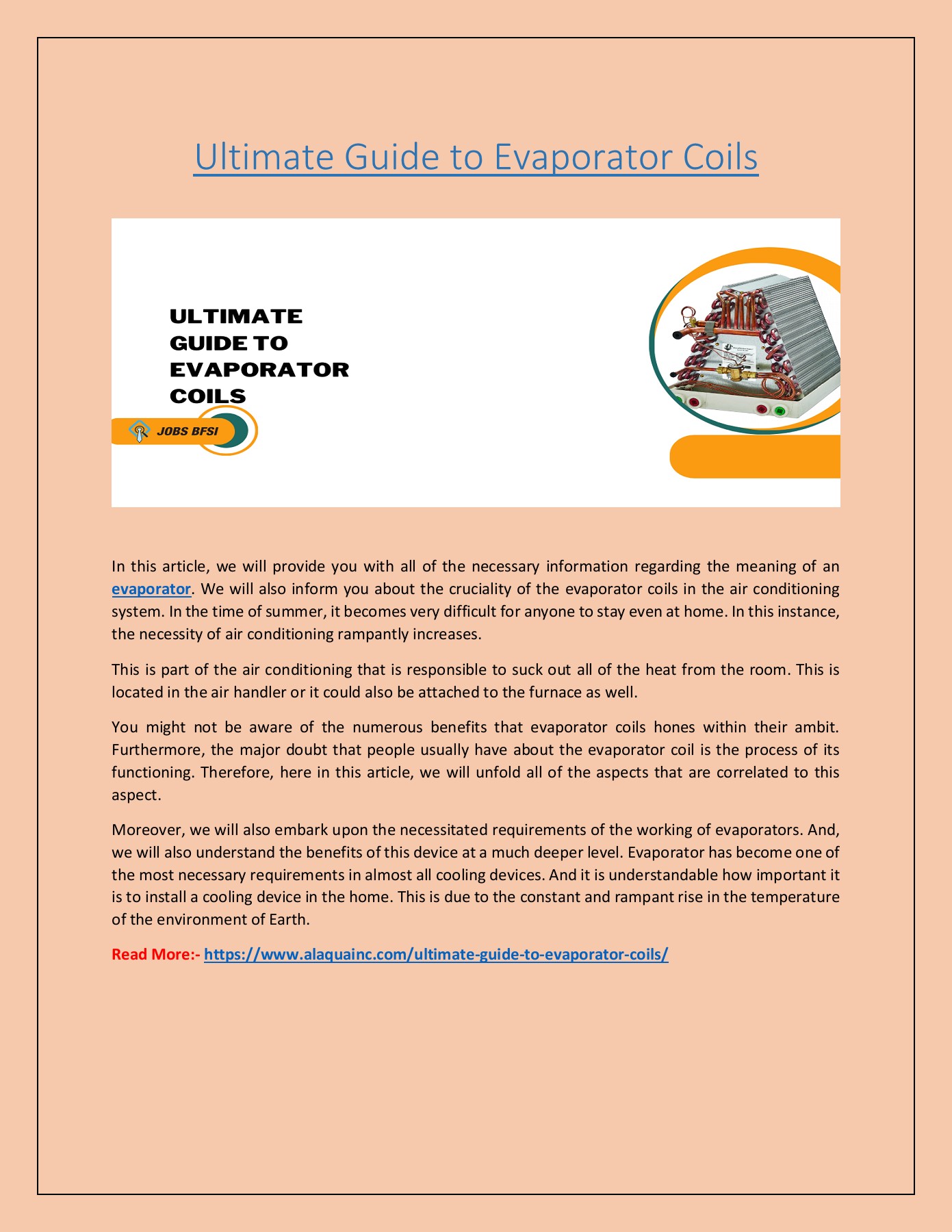 Ultimate Guide to Evaporator Coils - Alaqua inc - Page 1 - 1 | Flip PDF
