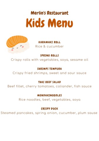 Merlin's KIDS MENU EN