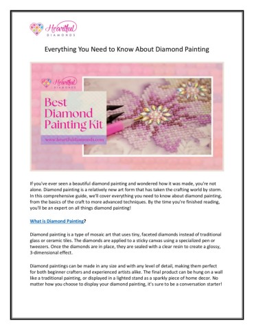 Everything You Need to Know About Diamond Painting
