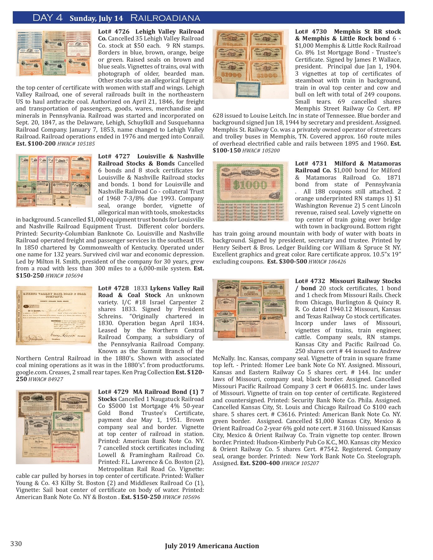 2019 July Americana Auction Catalog Holabird Americana Page 332