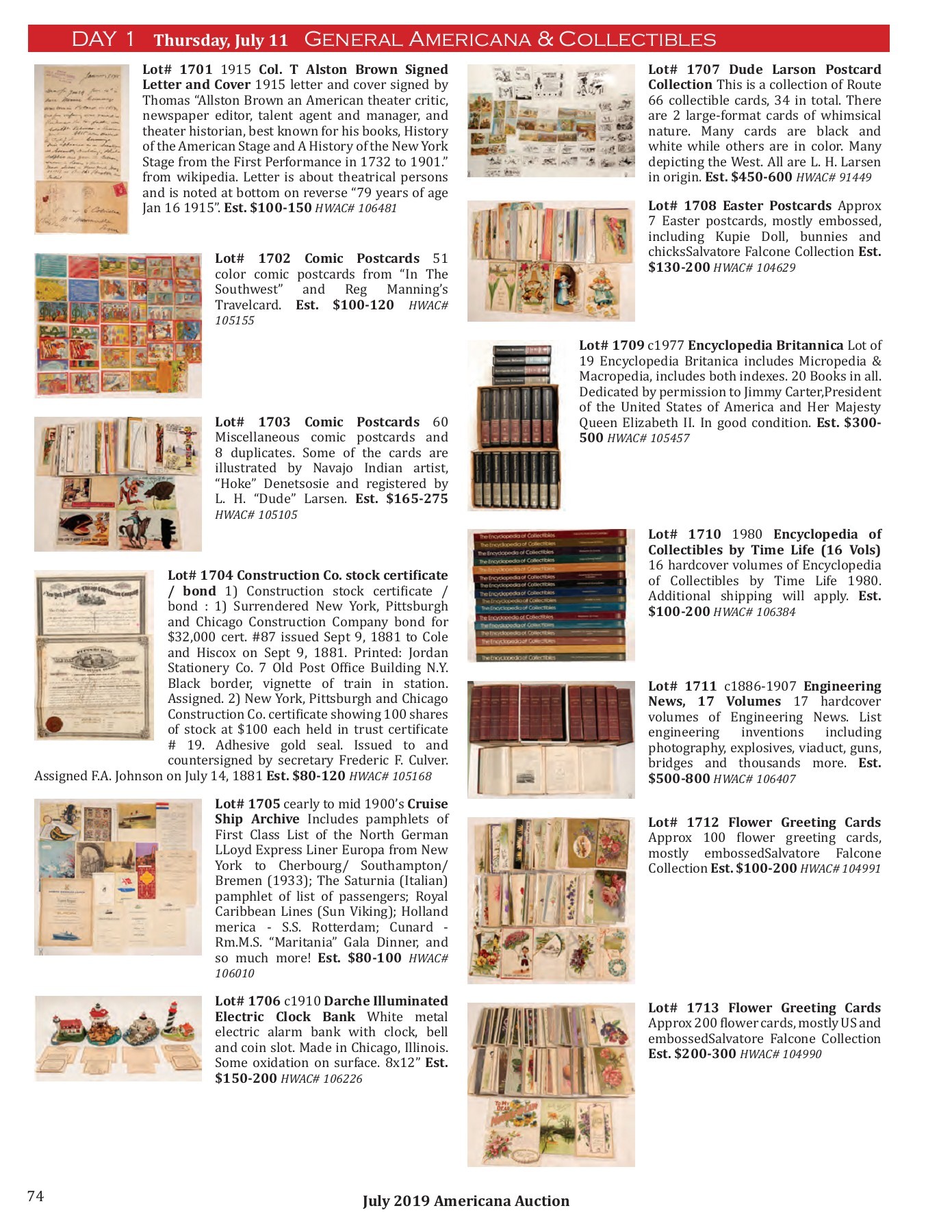 2019 July Americana Auction Catalog Holabird Americana Page 76