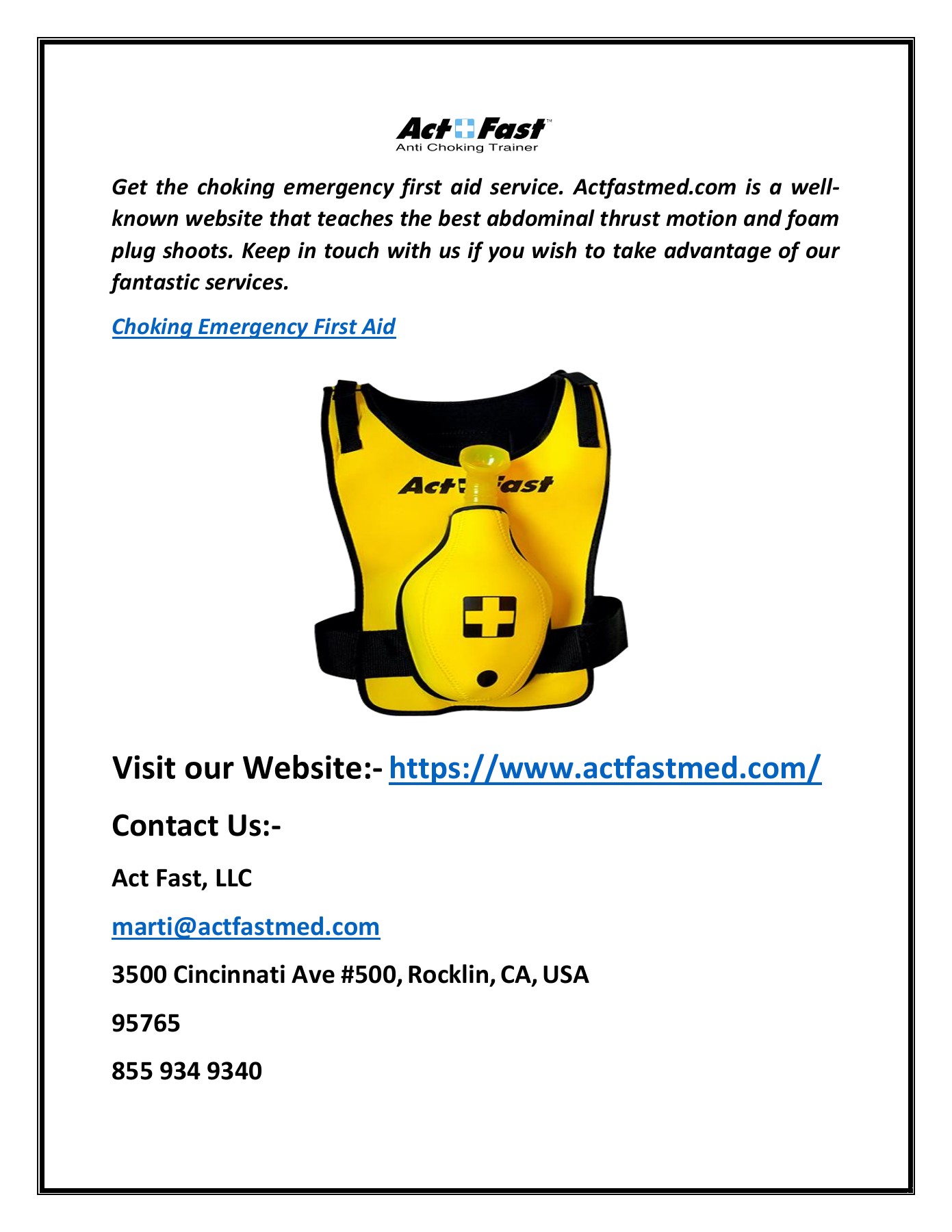 Choking Emergency First Aid llcactfast Page 1 1 Flip PDF Online