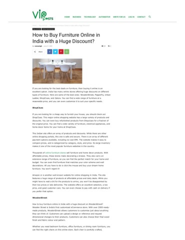 IfyouarelookingforthebestdealsonfurniturethenbuyingitfromcraftatozisanexcellentoptionYoucanfindawiderangeoffurnitureatareasonablepricehereVisithttpswwwvippostscomhowtobuyfurnitureonlineinindiawithahugediscount
