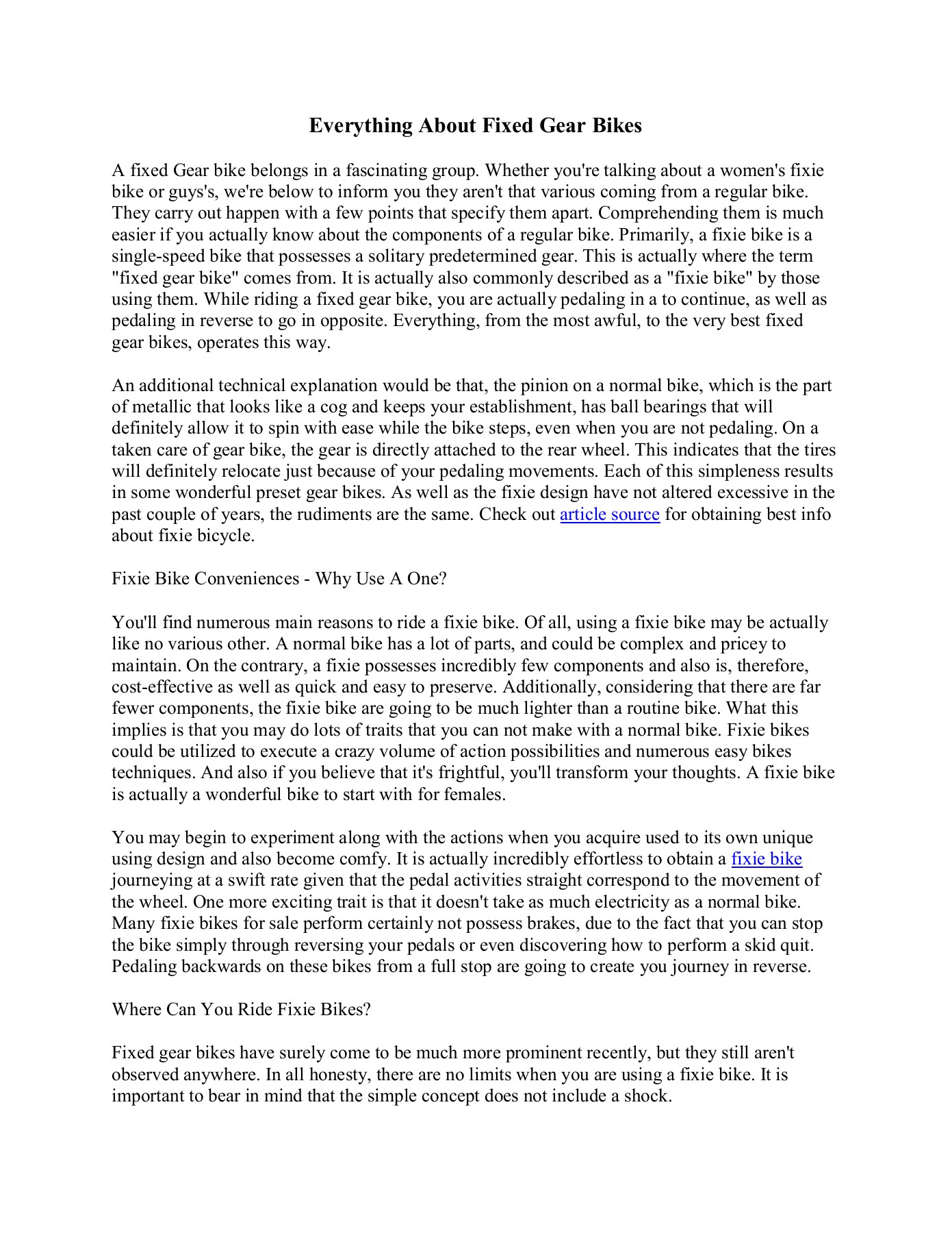 Everything About Fixed Gear Bikes AmirLees Page 1 Flip PDF Online