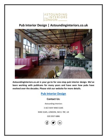 Pub Interior Design | Astoundinginteriors.co.uk