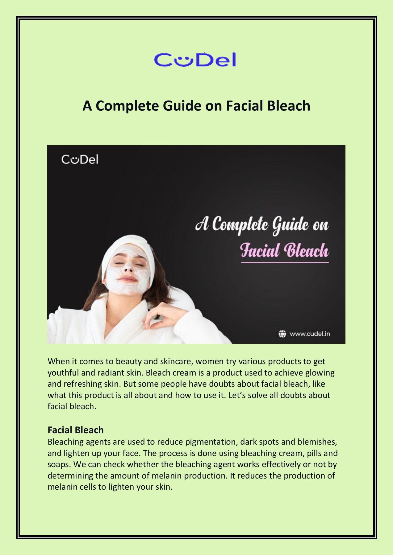 A Complete Guide on Facial Bleach cudelbeautysalon Page 1 4 Flip PDF Online PubHTML5