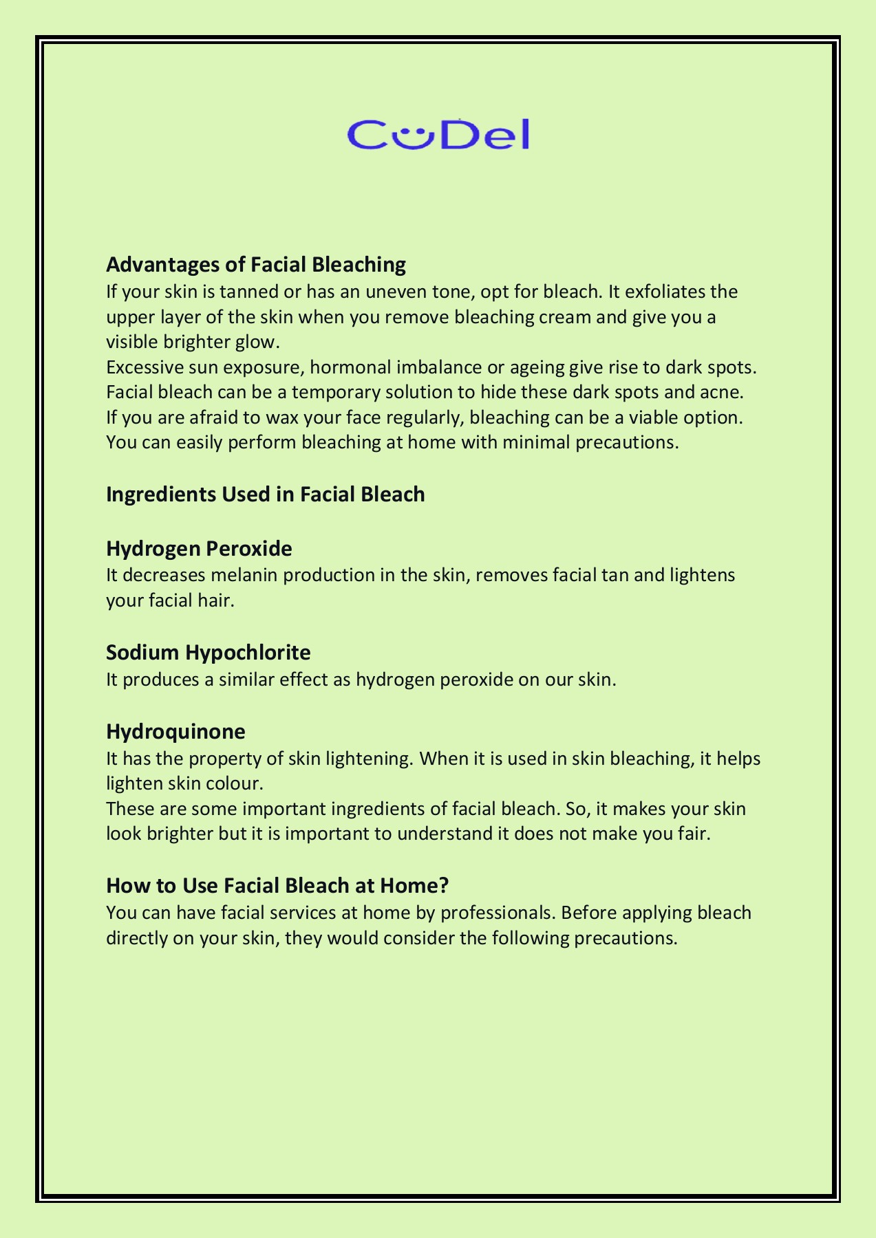 A Complete Guide on Facial Bleach cudelbeautysalon Page 2 Flip