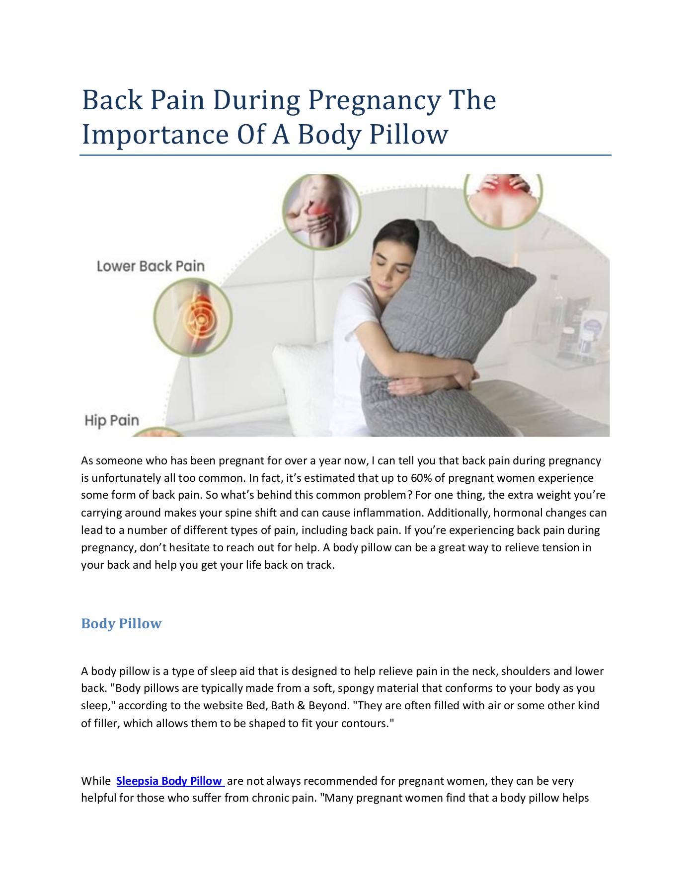 Back Pain During Pregnancy The Importance Of A Body Pillow( 28112022