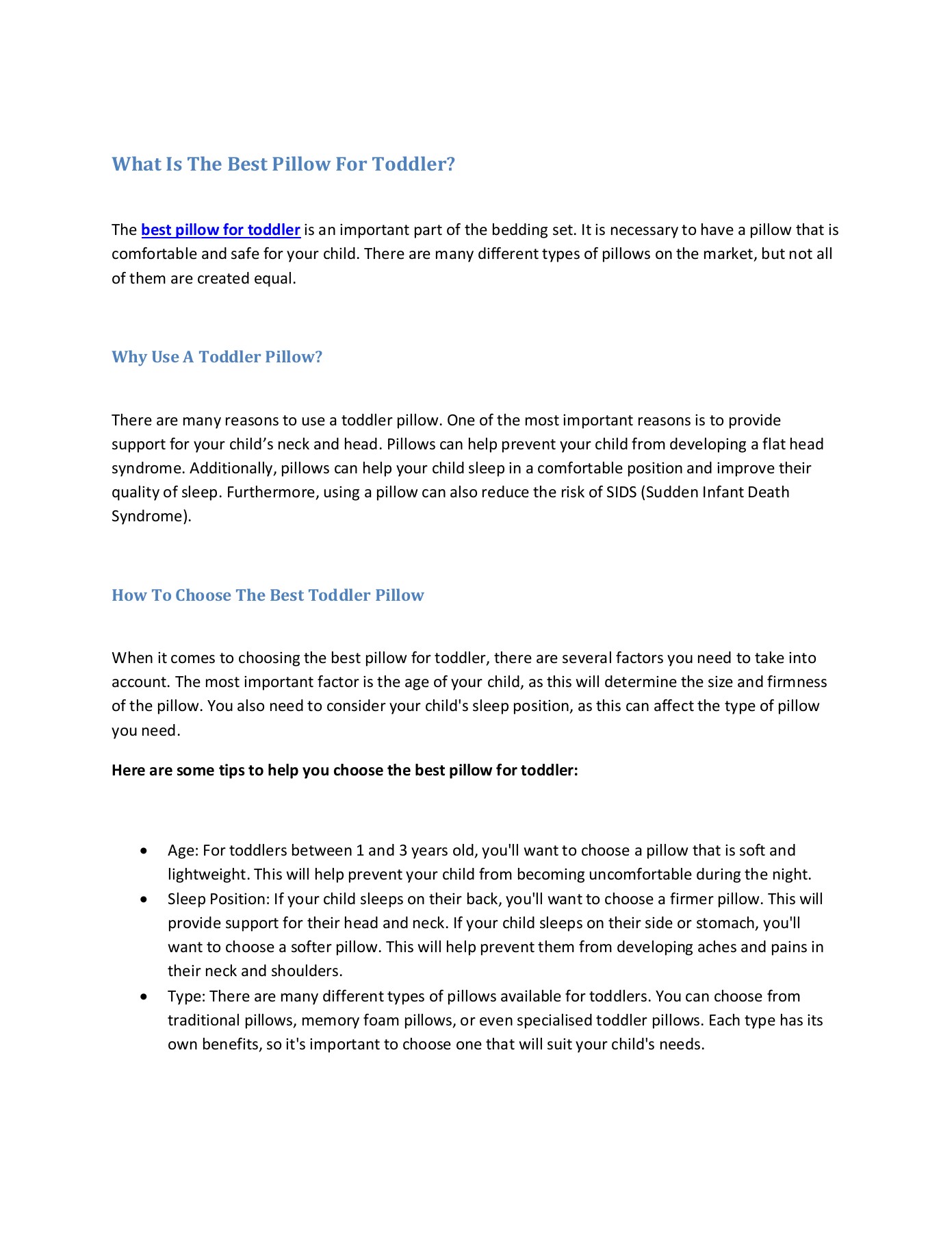 The Best Pillow For Toddler How To Choose The Best One