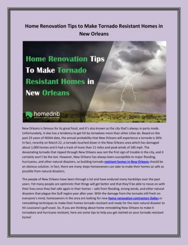 NewOrleansisfamousforitsgreatfoodandit’salsoknownasthecitythat’salwaysinpartymodeUnfortunatelyitalsohasatendencytogethitbytornadoesmorethanothercitiesdo