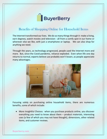 Benefits of Shopping Online for Household Items
