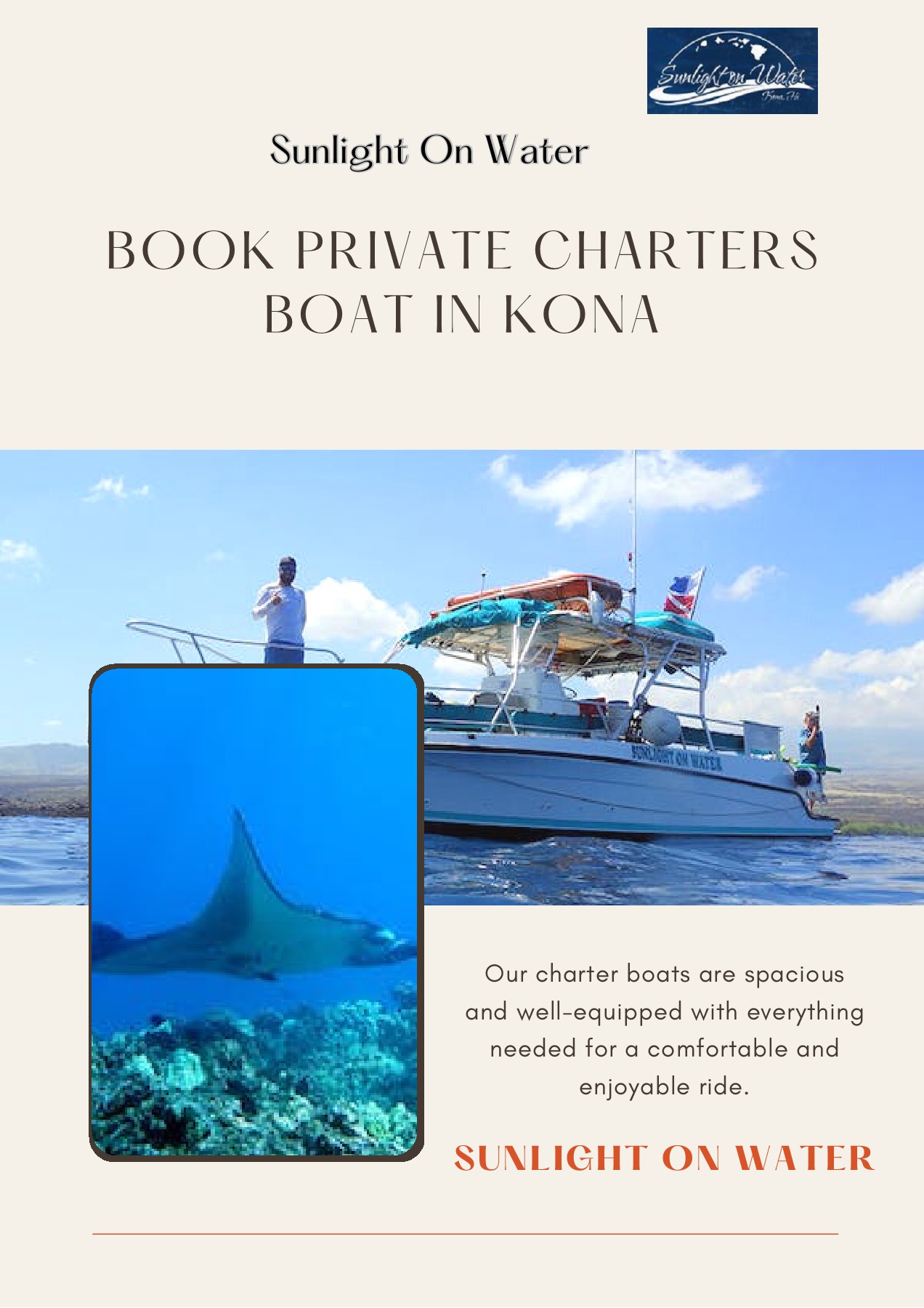 Book Private Charters Boat in Kona Sunlight On Water Page 1 4