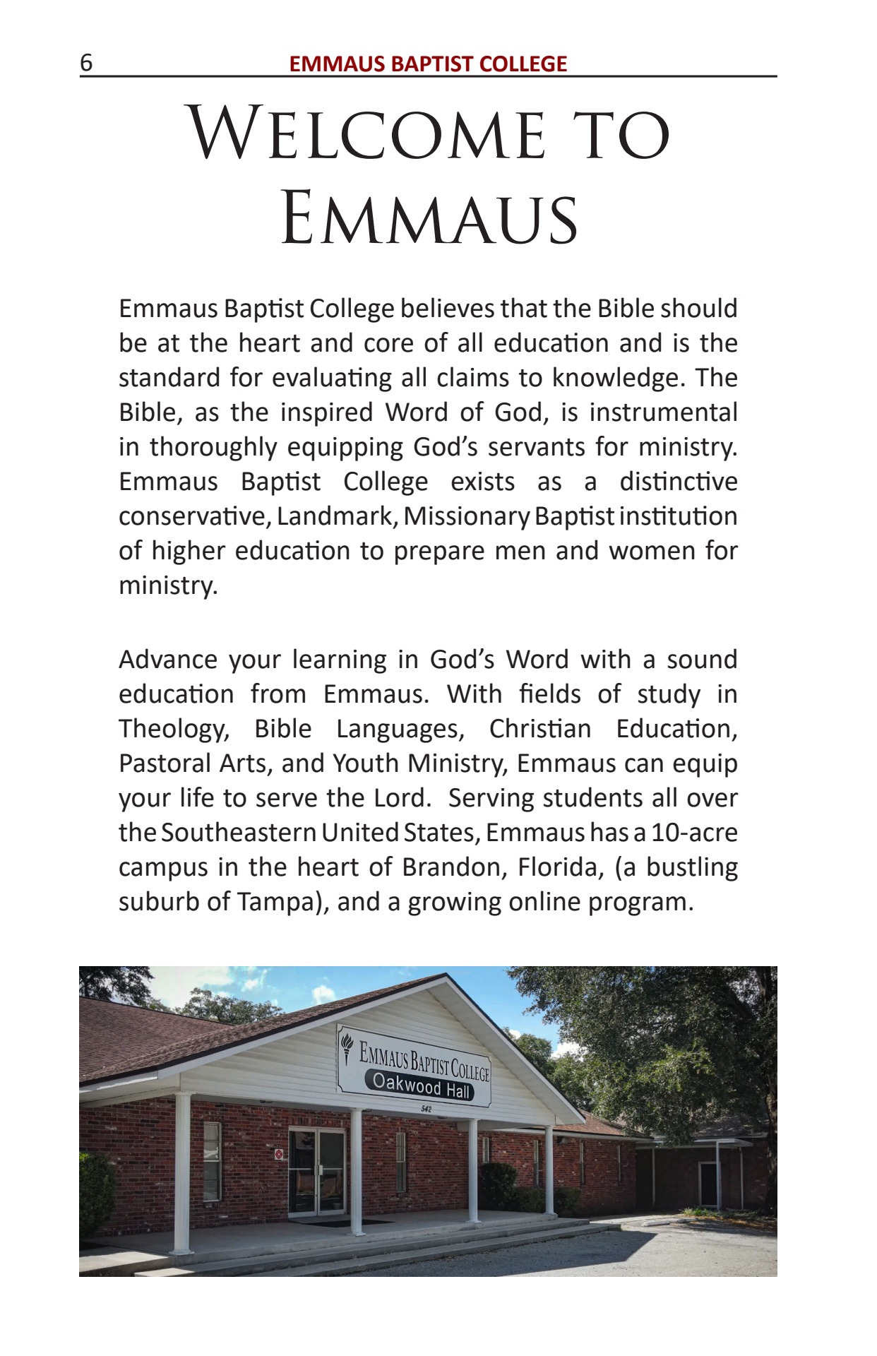 Emmaus Catalog and Student Handbook The Baptist Anchor Page 6