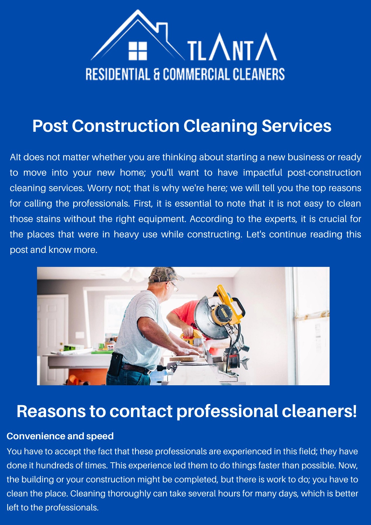 Post Construction Cleaning Services Atlanta Residential and