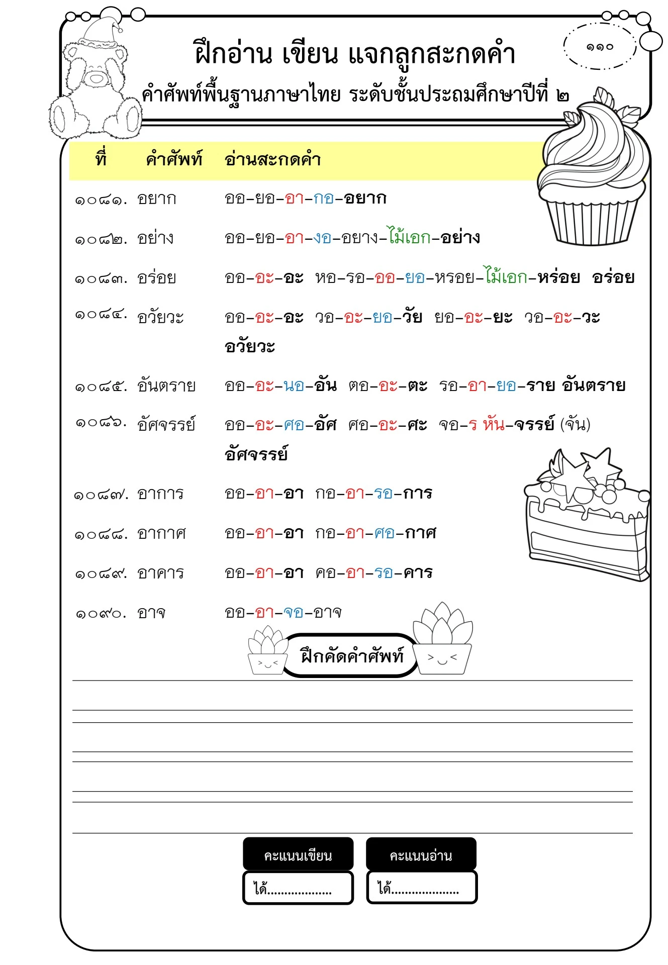  แจกลูกสะกดคำพื้นฐานป.2.2 - ครูแอมน้อย AmpAmp Tharat - หน้าหนังสือ 111 Motiv 