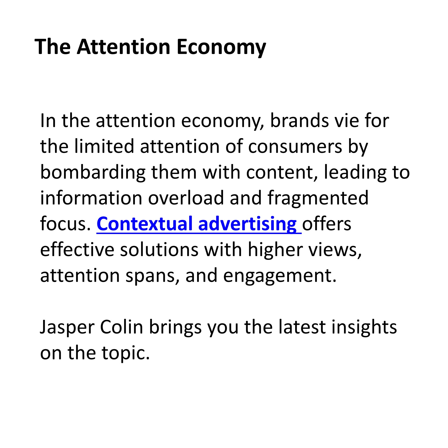 The Attention Economy - Jasper Colin - Page 1 - 6 | Flip PDF Online