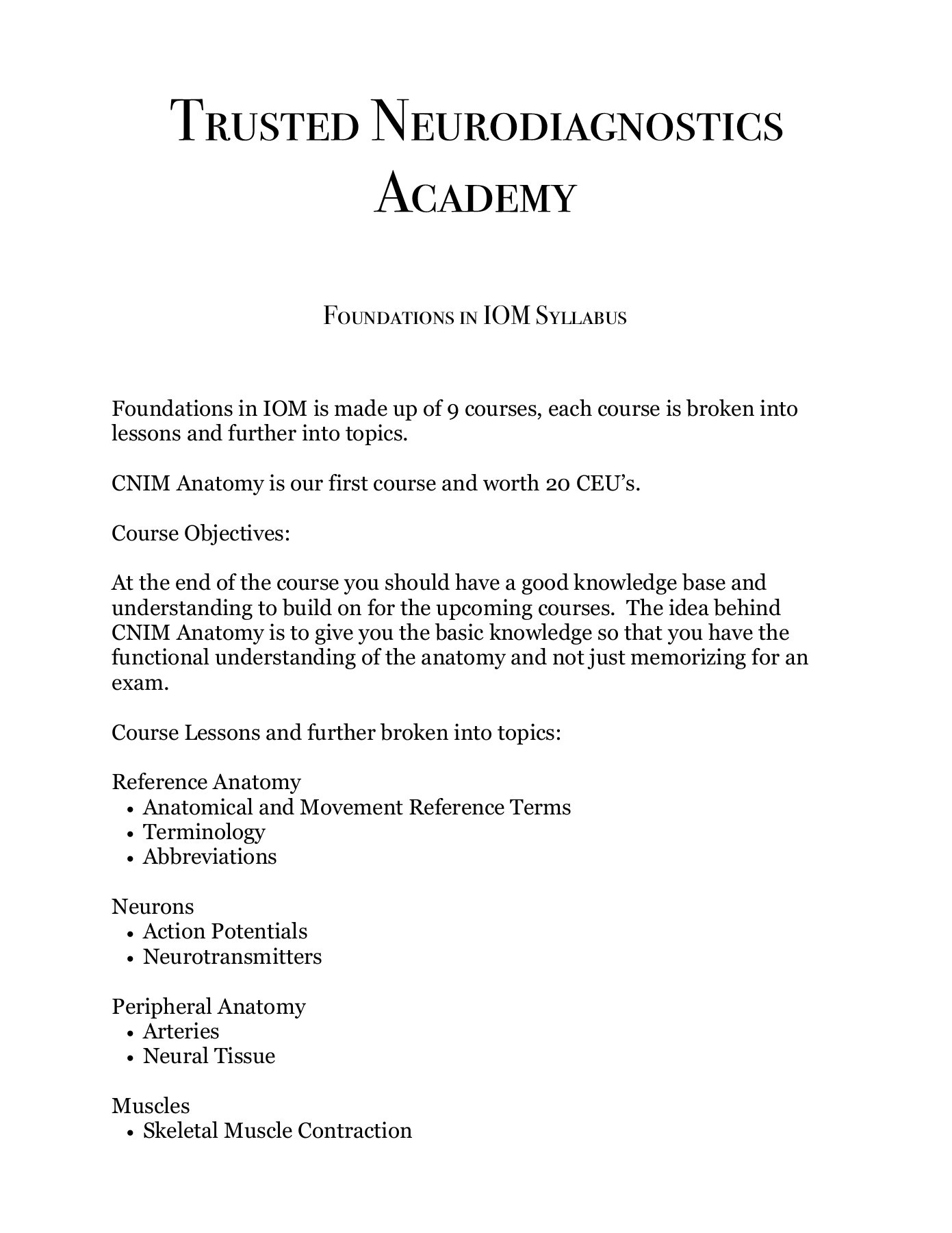 Foundations in IOM Syllabus jlegler Page 1 10 Flip PDF Online